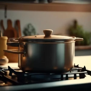 Stainless steel pan with multi-layer bottom, induction coating and ergonomic handles